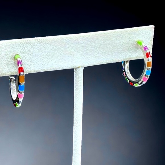 🌺Native American Sterling & Inlaid Stone Earrings - Picture 5 of 10